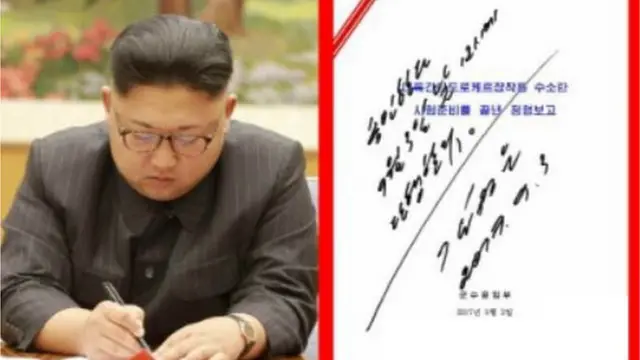 6차 핵실험: 2017년 9월 3일 핵실험에 "승인한다"라고 쓴 김정은 국무위원장