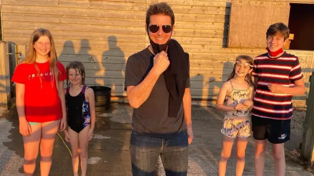 Tom Cruise with Ms Webb and Neil Jones' children