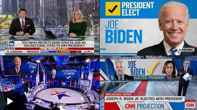 যেভাবে আমেরিকার গণমাধ্যম জো বাইডেনের জয়ের খবর দেয়