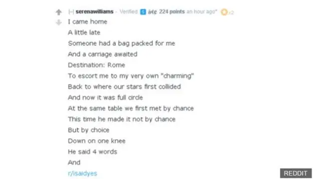 रेड्डिट पर सेरेना की कविता