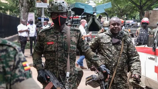 Soldiers on the streets of Kampala
