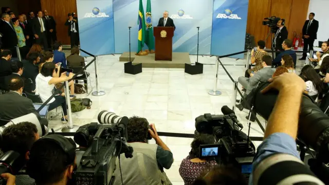 Michel Temer en una conferencia en Planalto.