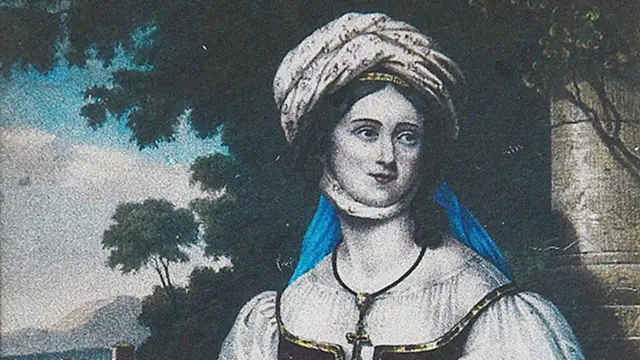 Retrato de Laskarina Bouboulina, 1830. Encontrado en la colección del Museo Bouboulina, Spetses.