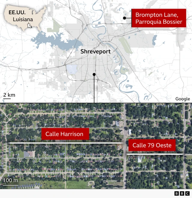 mapa de donde ocurrió el incidente en luisiana 