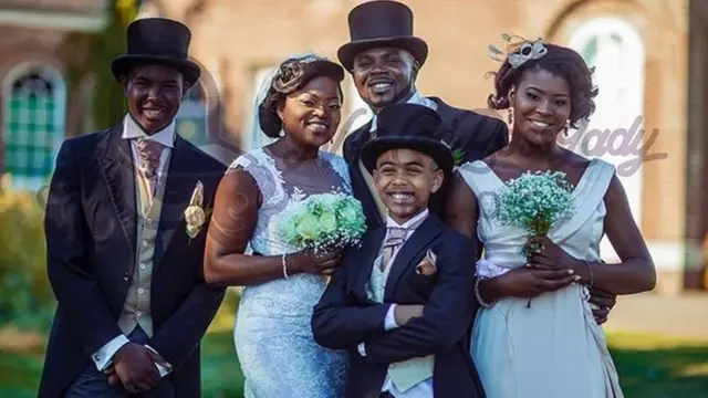 Funke, JJC Skillz ati awọn ọmọ rẹ mẹta akọkọ lọjọ igbeyawo wọn nilu London