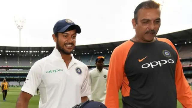 టీమిండియా హెడ్ కోచ్ రవిశాస్త్రితో మయాంక్ అగర్వాల్