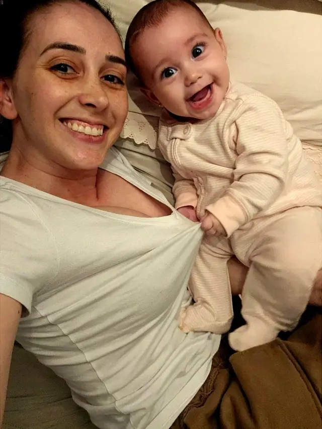 Angelica with her baby