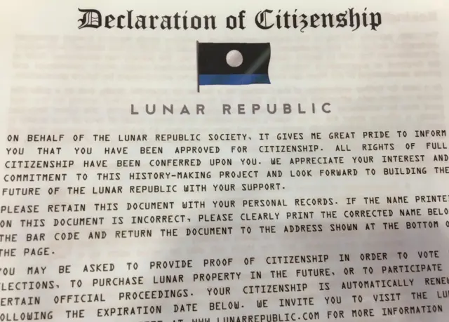 ચંદ્ર પર માલિકી અપાવતી વેબસાઇટની માહિતી