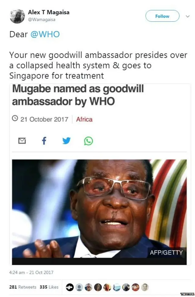 मुगाबे यांच्या कार्यकाळात आरोग्यसेवा कोलडमली असं टीकाकार सांगतात.