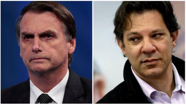 Jair Bolsonaro e Fernando Haddad, candidatos à Presidência do Brasil nas eleições 2018