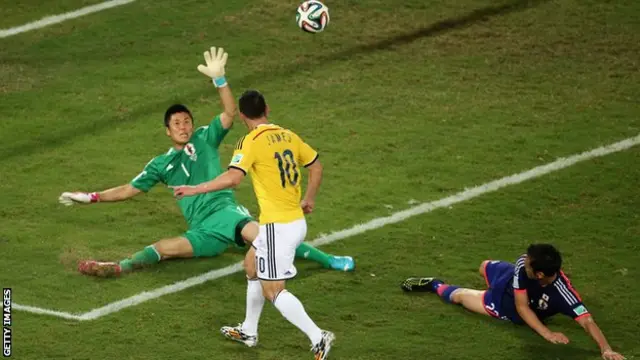 ハメス・ロドリゲスは2014年ブラジルW杯のコロンビア対日本で2得点し、4-1の勝利に貢献した