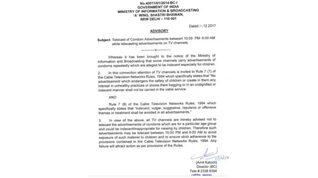 सूचना प्रसारण मंत्रालय की सलाह