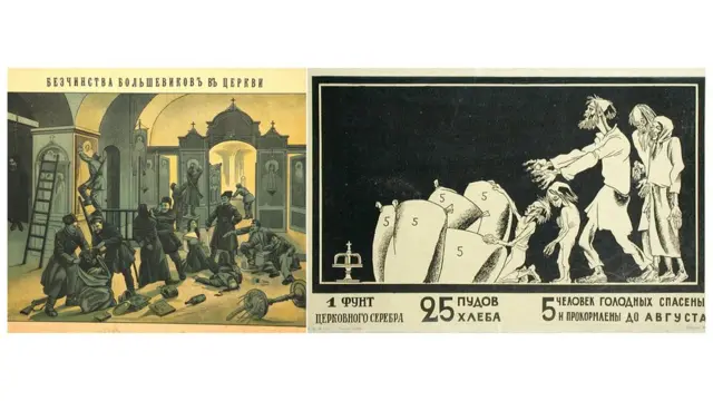"Безчинства большевиков в церкви" и "1 фунт церковного серебра"