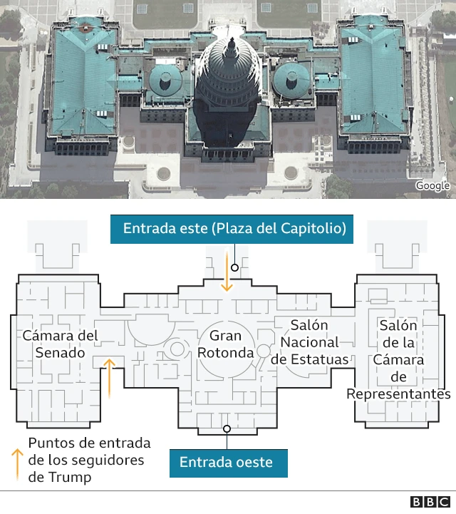 Mapa que muestra cómo es por dentro el edificio del Congreso.