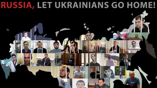 Колаж із фото українських в'язнів