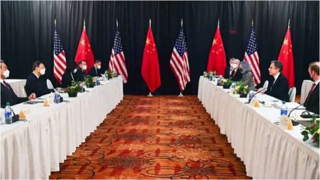 中美2021年3月在阿拉斯加的高层对话，是美国拜登政府上台以来的首次。