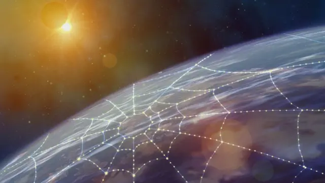 Imagen de una red sobre el planeta Tierra