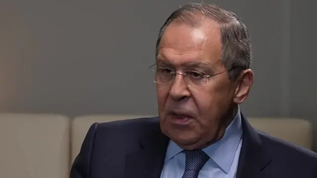 Sergei Lavrov talking to the BBC