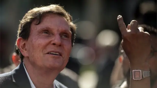 O prefeito do Rio de Janeiro, Marcelo Crivella, na inauguração da obra "Cuentos", no Rio de Janeiro, Brasil, 19 de junho de 2017
