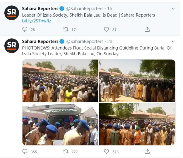 Shafin Twitter na Sahara Reporters