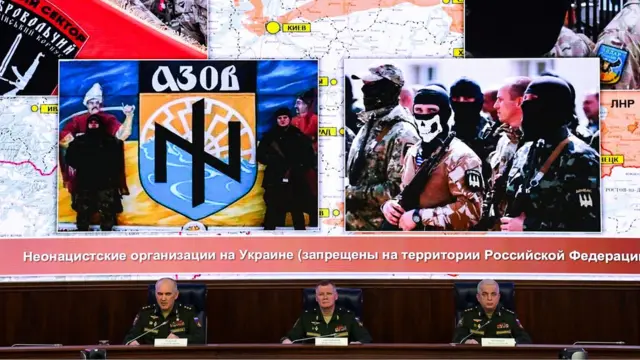 A Russian defence ministry briefing during the invasion of Ukraine