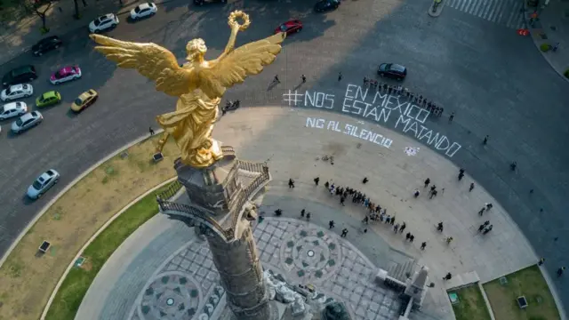 Protesta contra el asesinato de periodistas en México.