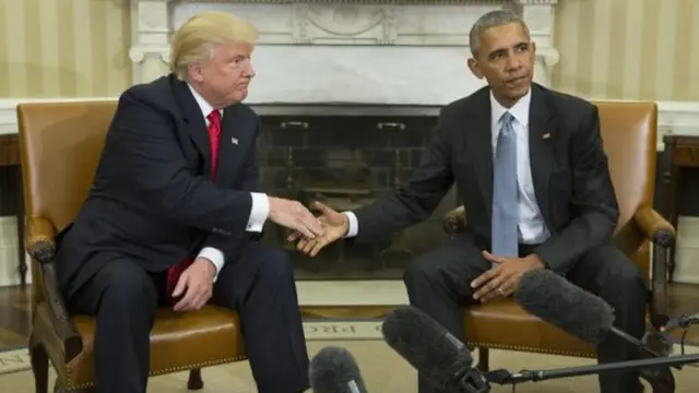 Rais mteule wa Marekani Dolad Trump na rais wa Marekani Barrack Obama