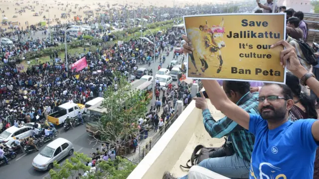 ஜல்லிக்கட்டு நடத்த கோரி சென்னையில் நடந்த போராட்டம்