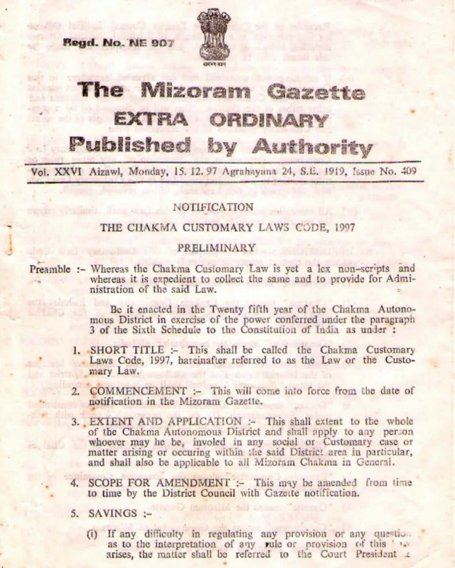 मिज़ोरम चकमा समुदाय के नियम