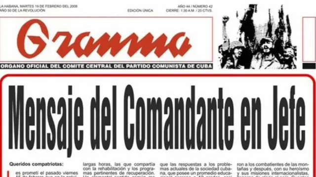 Imagem do jornal Gramma, a publicação oficial do partido comunista cubano