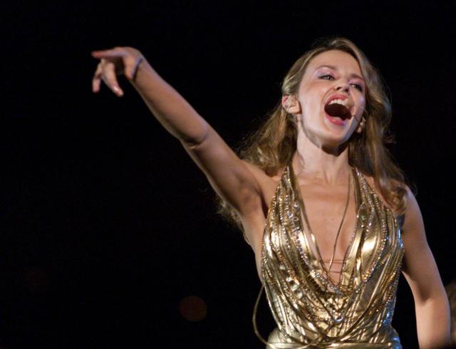 Kylie Minogue performs during the opening of the Sydney 2000 Paralympic Games at Sydney Olympic Park, Sydney Australia.