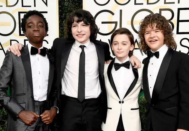 Caleb McLaughlin, Finn Wolfhard, Noah Schnapp y Gaten Matarazzo.