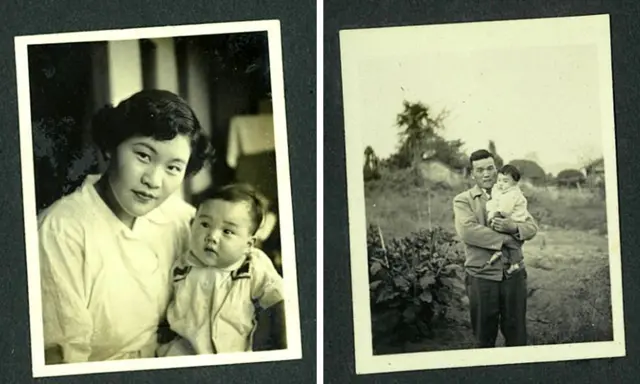 توموكو مع أمها تيروكو (يسارا) ومع والدها تاتسويوكي