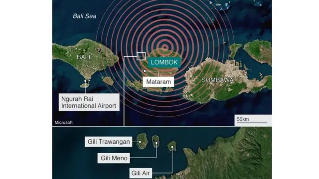 ငလျင်လှုပ်ခတ်ခဲ့တဲ့ Lombok ကျွန်း