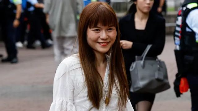 Clarisse Yeung Suet-ying arrives at the West Kowloon Magistrates' Courts building, before the verdict of the 47 pro-democracy activists charged under the national security law, in Hong Kong, China, May 30, 2024. REUTERS/Tyrone Siu