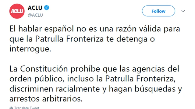 Tuit de la ACLU