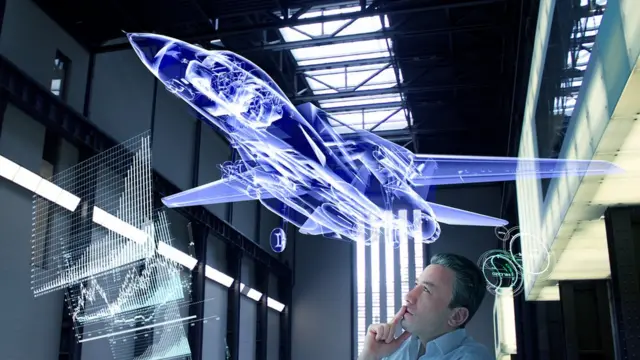 Un hombre pensando en un avión