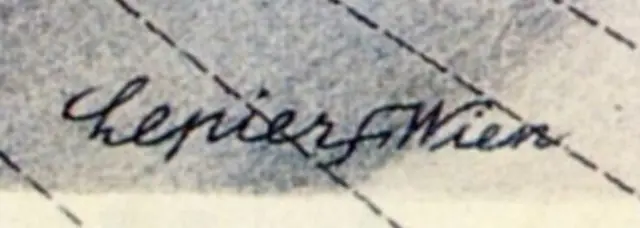 Tanda tangan Erich Lepier dengan swastika.