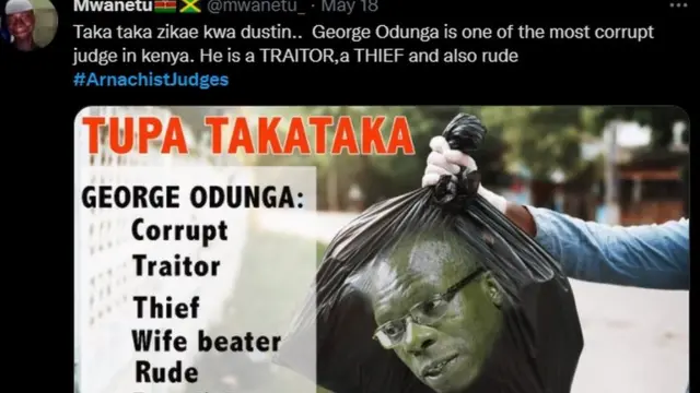 ዳይና ላዕለዋይ ቤት ፍርዲ ጆርጅ ኦዱንጋ ሃደ ካብቶም ኣብ ማሕበራዊ ሚዲያ መጥቃዕቲ ጸለመ ዝበጽሖም'ዩ