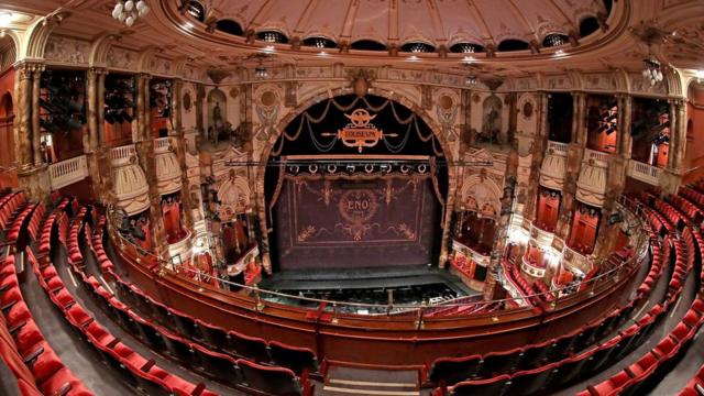 A deserted Coliseum Theatre in London