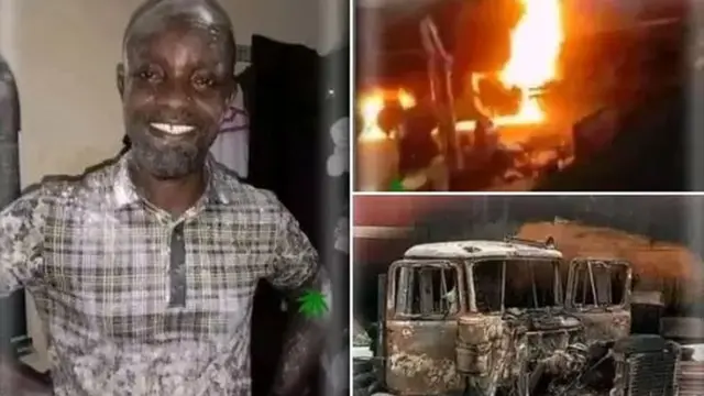 Images du héro et du lieu de l'incendie