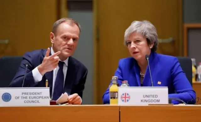 AB Konseyi Başkanı Donald Tusk ve İngiltere Başbakanı Theresa May