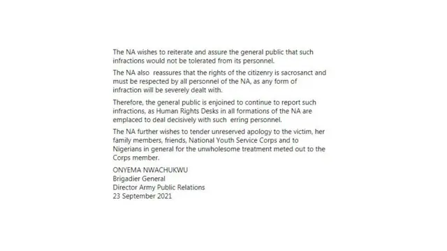 Ozi si n'aka ndị agha Naijiria