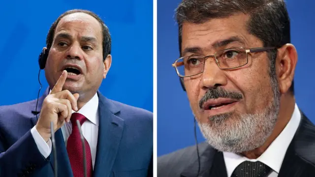 رئيس الجمهورية الحالي عبد الفتاح السيسي والرئيس السابق محمد مرسي