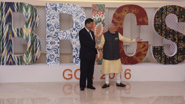 Xi Jinping and Narendra Modi at the 2016 BRICS summit