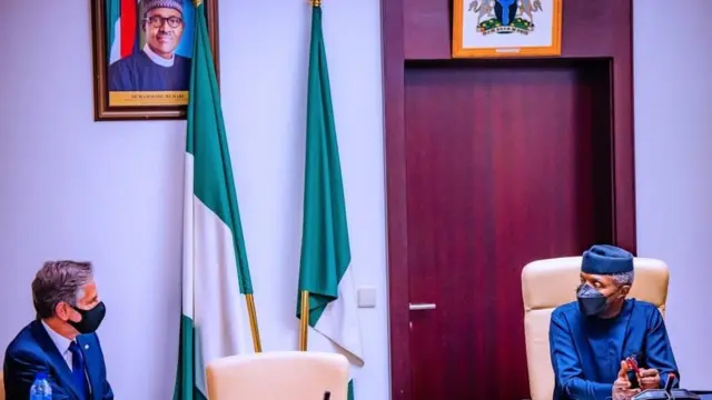 US Secretary of State visit to Nigeria: Anthony Bliken meeting wit Buhari inside fotos