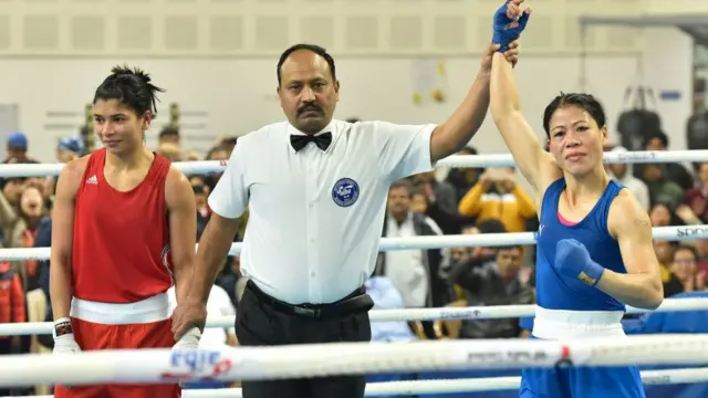 મૅચ બાદ મેરી કૉમ અને નિખત ઝરીન