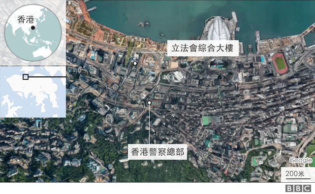 地圖：香港示威地點