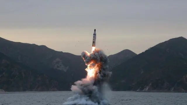 북한이 2016년 7월 9일 시험발사한 잠수함발사탄도미사일(SLBM)
