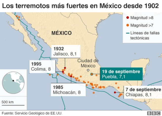 Los terremotos más fuertes de México desde 1902